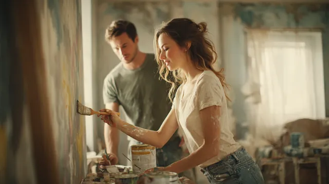 A couple in their 20s painting a nursery wall a soft color, illustrating How Does a Personal Loan Actually Work? with Westside Lending
