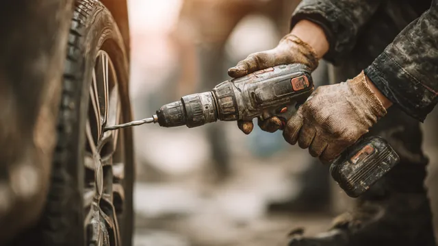 A mechanic's hands changing a tire with an impact wrench, illustrating How to Cover a Surprise Car Repair Bill Without Draining Savings with Westside Lending