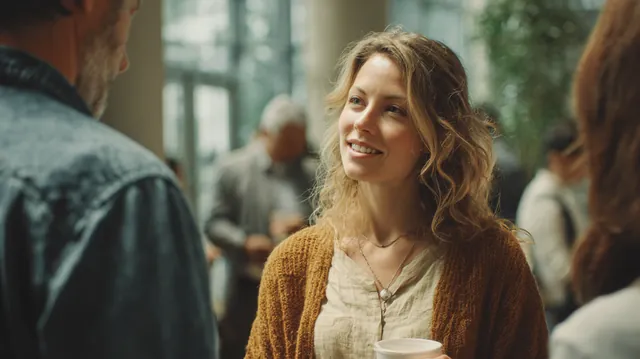 Adult siblings in their 40s talking quietly in a bright modern chapel foyer, illustrating How to Plan Funeral Costs on a Short Timeline with Westside Lending